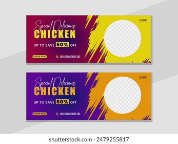 Super delicious fast food Facebook cover banner template. Food banner or poster design for online business marketing.