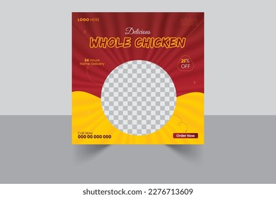 Super delicious fast food social media post template. Healthy and tasty food banner, flyer or poster design for online business marketing and promotion. 
Restaurant offer.