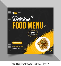 Super delicious fast food social media or Instagram post template. Food banner or poster design for online business marketing. Business branding, web ads, social media ads, social media posts.