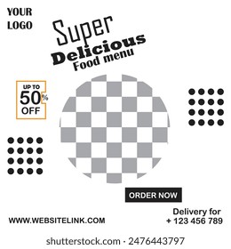Super delicious food menu poster design 
