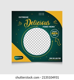 Super Delicious Food Menu Social Media Post template, Fast food Social Media Template For Restaurant.