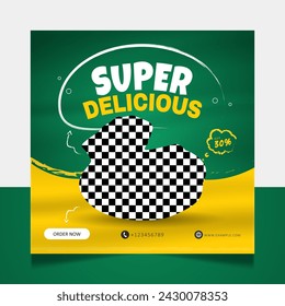 Super delicious food menu social media post banner template