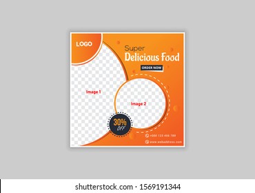 Super Delicious Food Social Media Banners Template, Promotional Social Media Post Vector