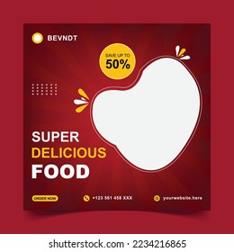 Super Delicious food Social media post template..food social media post design. 
Restaurant menu vector template. 