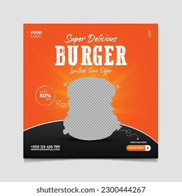 Super delicious hot and spicy burger social media post template
