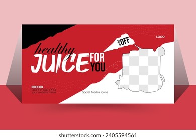 Super delicious juice social media cover banner template. Perfect for business branding, web ads, social media ads, social media posts.
