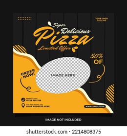 Super delicious pizza and food menu social media banner post template