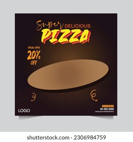 Super Delicious Pizza Food Social Media Post Template | Healthy and Tasty Food Banner Design for Online Business Marketing