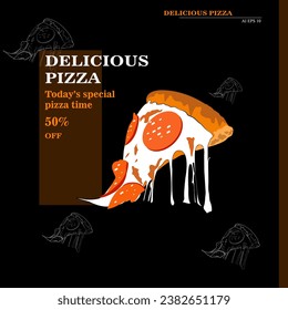 super delicious pizza vector illustration image