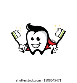 super dentist tooth logo design vector