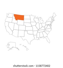 Super detail USA Map with Zonning Area Line Art Style White Background