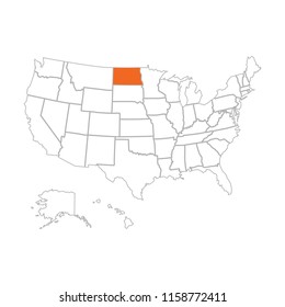 Super detail USA Map with Zonning Area Line Art Style White Background