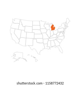 Super detail USA Map with Zonning Area Line Art Style White Background