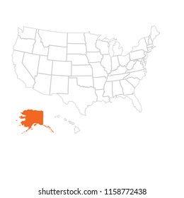 Super detail USA Map with Zonning Area Line Art Style White Background