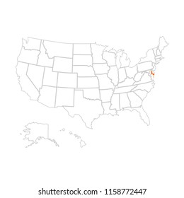 Super detail USA Map with Zonning Area Line Art Style White Background
