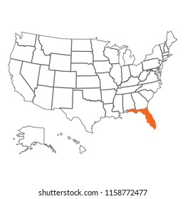 Super detail USA Map with Zonning Area Line Art Style White Background