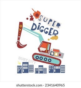 super digger construction machine buildings