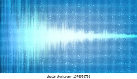 Super Digital Sound Wave on Light Blue technology Background,earthquake wave diagram concept,design for music studio and science,Vector Illustration.