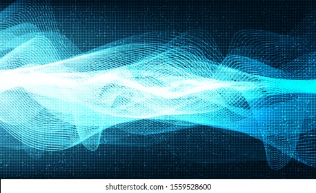 Super Digital Sound Wave on Light Blue Background,technology and earthquake wave diagram concept,design for music studio and science,Vector Illustration.