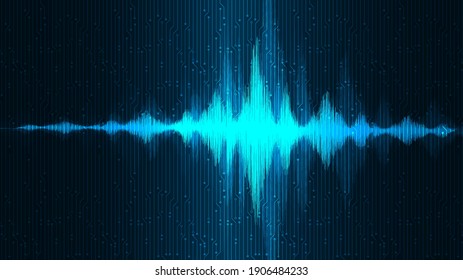 Super Digital Sound Wave on Dark Blue Background,technology and earthquake wave diagram concept,design for music studio and science,Vector Illustration.