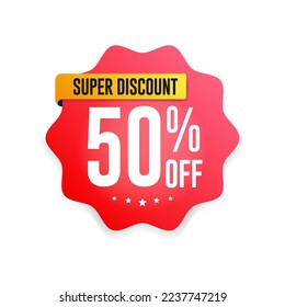 Super Discount 50% Off Shopping Vector Label 