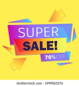 Super discount. Advertising banner. 70% cheaper