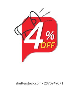 Banner de súper descuento, ilustración vectorial de banner de descuento rojo para tiendas, hasta un 4% de descuento en promoción.