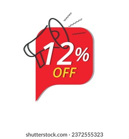 Super discount banner, Vector illustration of red discount banner for stores, up to 12% off promotion.