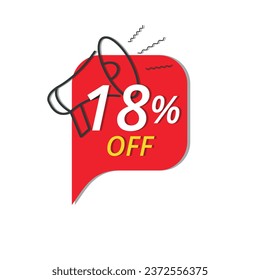 Super discount banner, Vector illustration of red discount banner for stores, up to 18% off promotion.