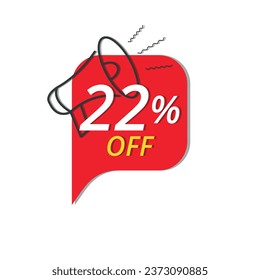 Super discount banner, Vector illustration of red discount banner for stores, up to 22% off promotion.