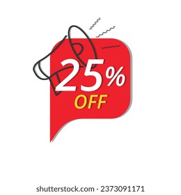 Banner de súper descuento, ilustración vectorial de banner de descuento rojo para tiendas, hasta un 25% de descuento en promoción.