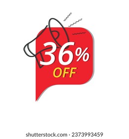 Super discount banner, Vector illustration of red discount banner for stores, up to 36% off promotion
