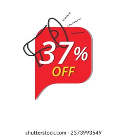 Banner de súper descuento, ilustración vectorial de banner de descuento rojo para tiendas, hasta un 37% de descuento en promoción.