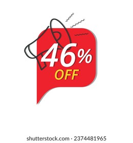 Banner de súper descuento, ilustración vectorial de banner de descuento rojo para tiendas, hasta un 46% de descuento en promoción.