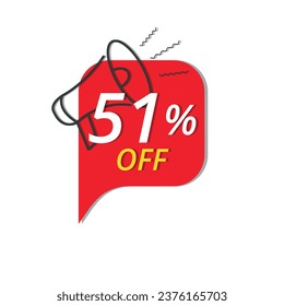 Banner de súper descuento, ilustración vectorial de banner de descuento rojo para tiendas, hasta un 51% de descuento en promoción.