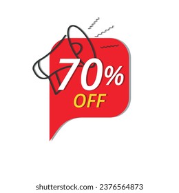 Super discount banner, Vector illustration of red discount banner for stores, up to 70% off promotion.e