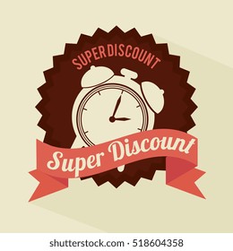 super discount clock brown sticker banner design