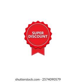 SUPER DISCOUNT label, Banner tag, for advertising, promotion, retail, website, graphic design project, app design or online store. Vector design template.