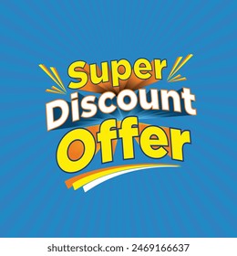 Super Discount Angebot Einzelhandel, Einkaufen Sale Logo Blau BG Vektorgrafik Design.