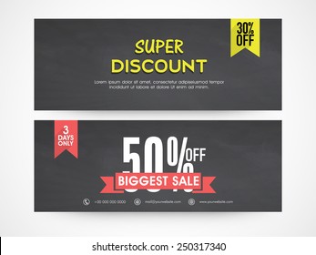 Super discount offer website header or banner set for your business.