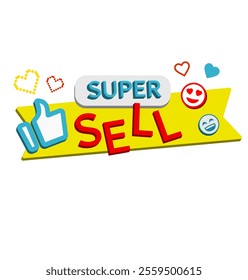 
Super discount promotion. Vector. Icons and emotions. Glad