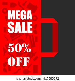 Super discount, sale, advantageous offer, postcard, vector, products, business background, gifts, abstraction