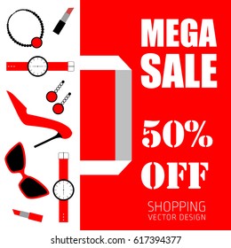 Super discount, sale, advantageous offer, postcard, vector, products, business background, gifts, abstraction