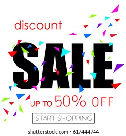 Super discount, sale, advantageous offer, postcard, vector, products, business background, gifts, abstraction