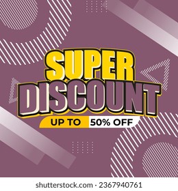 Super Discount sale poster text effect for post with pastel color palette style