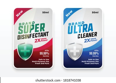 super disinfectant and ultra cleaner label design template