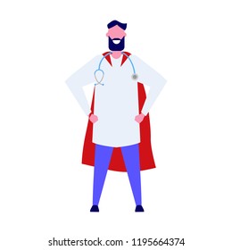 Super Doctor character. Professional vector illustration in flat style.