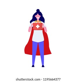 Super Doctor character. Professional vector illustration in flat style.