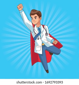 super doctor flying comic character vector illustration design vector illustration design