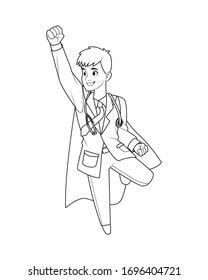 super doctor flying comic character vector illustration design